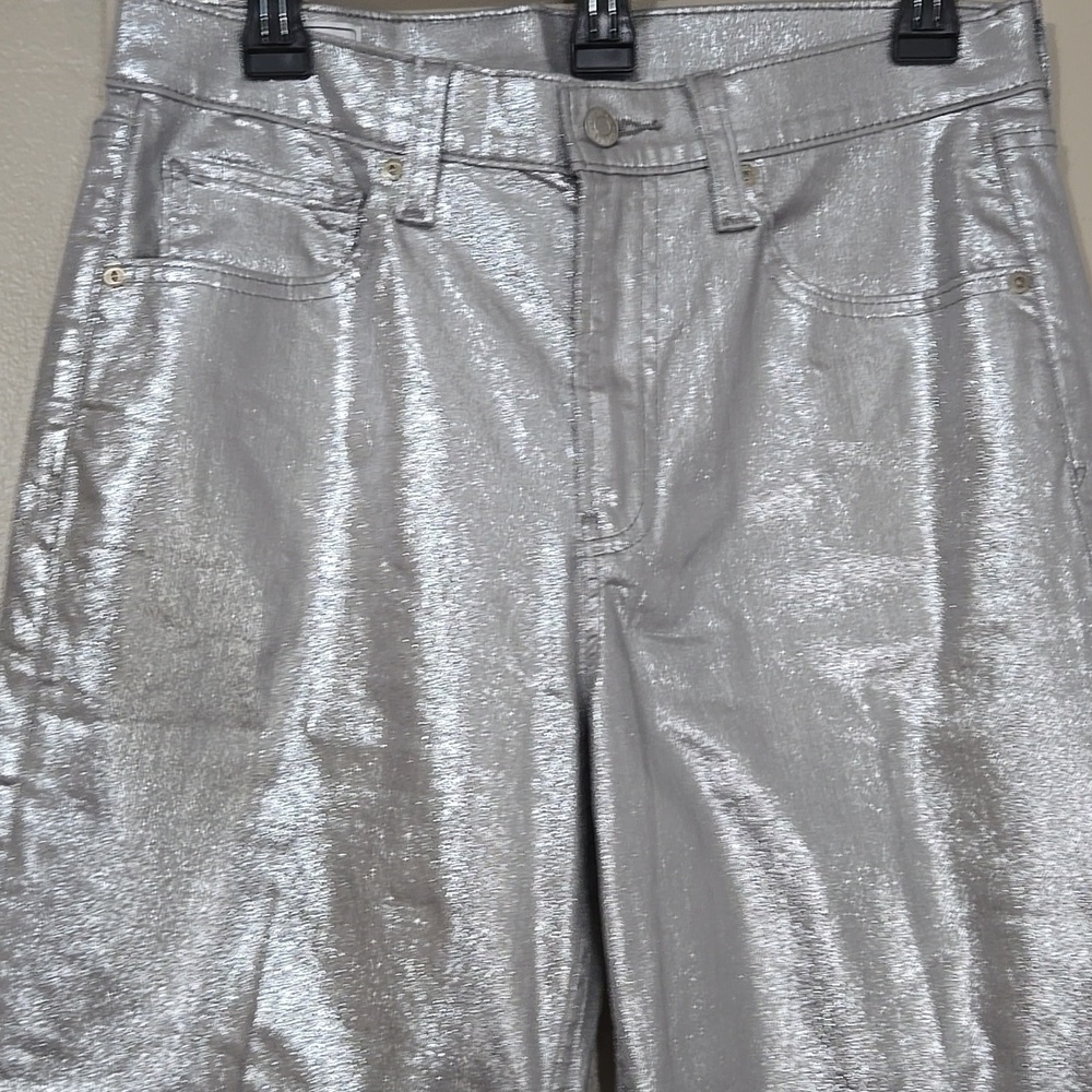 GAP Metallic Silver 90s Mid Rise Jeans Pants Size 28/6 Tall - Picture 2 of 9
